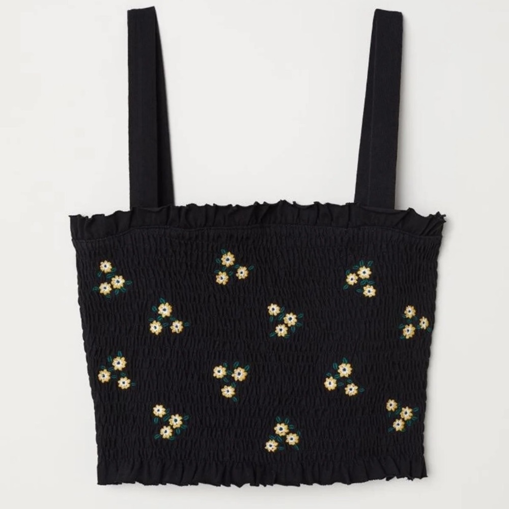 NEW H&M Smocked Cotton Tank